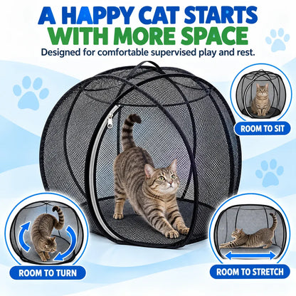 Pop-Up Cat Playpen – 32" Portable Mesh Enclosure for Indoor & Outdoor Use