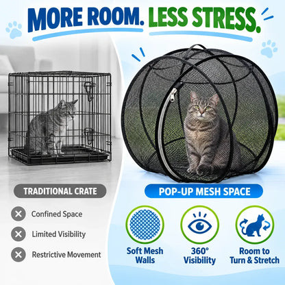 Pop-Up Cat Playpen – 32" Portable Mesh Enclosure for Indoor & Outdoor Use
