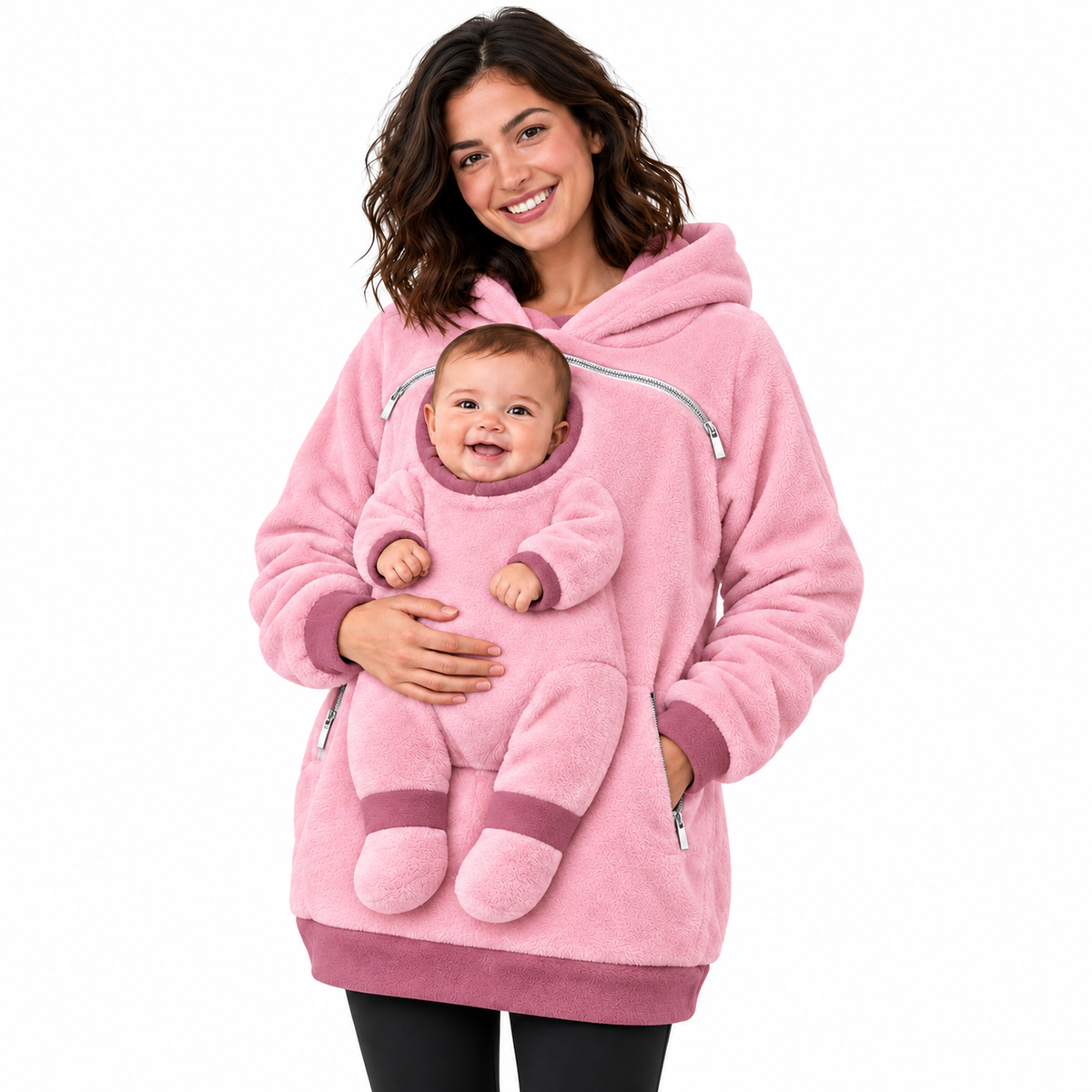 Cozy Baby Pouch Hoodie – Oversized Fleece Sweatshirt for Moms & Dads