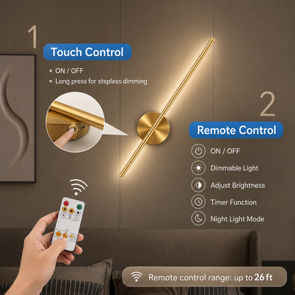 Rechargeable Cordless Wall Sconce with Remote Control