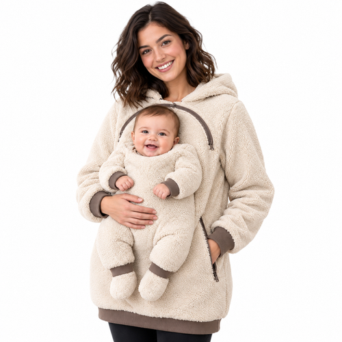 Cozy Baby Pouch Hoodie – Oversized Fleece Sweatshirt for Moms & Dads