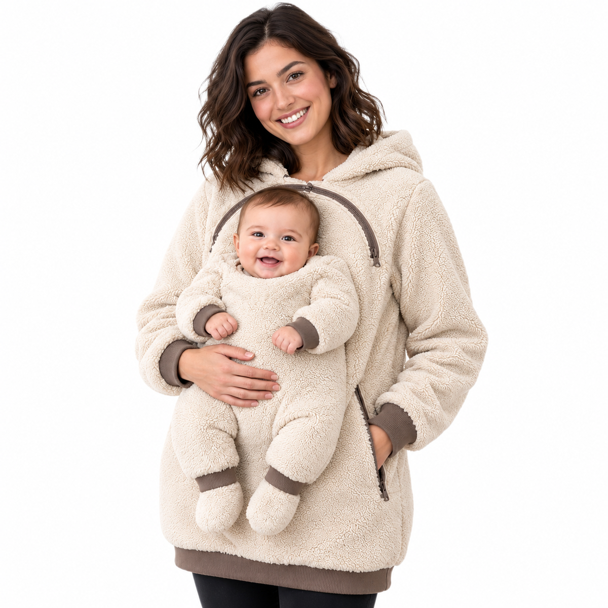 Cozy Baby Pouch Hoodie – Oversized Fleece Sweatshirt for Moms & Dads