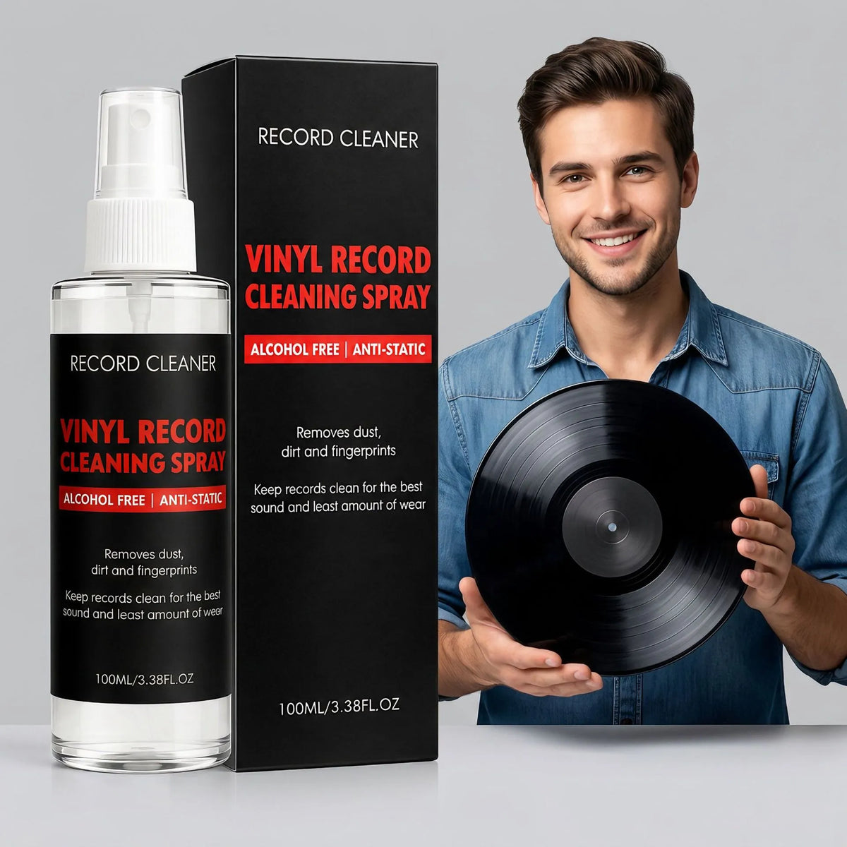 ✨Vinyl Record Cleaning Spray💽 Alcohol-Free Anti-Static Spray for Home DIY Record Care