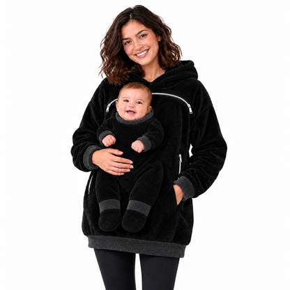 Cozy Baby Pouch Hoodie – Oversized Fleece Sweatshirt for Moms & Dads