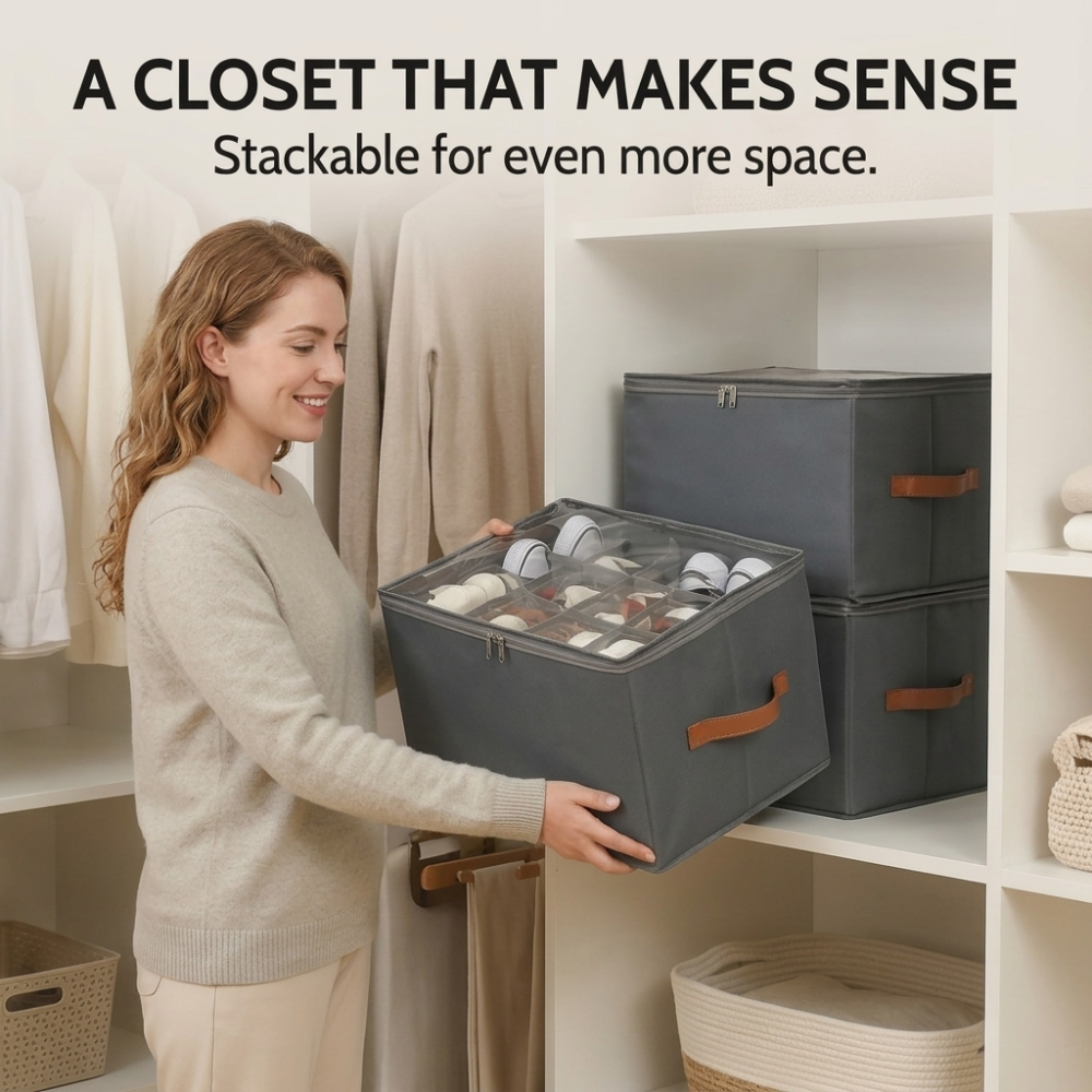 Foldable Clear Lid Shoe Organizer
