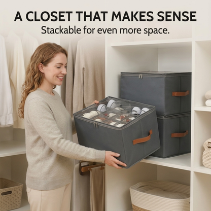 Foldable Clear Lid Shoe Organizer