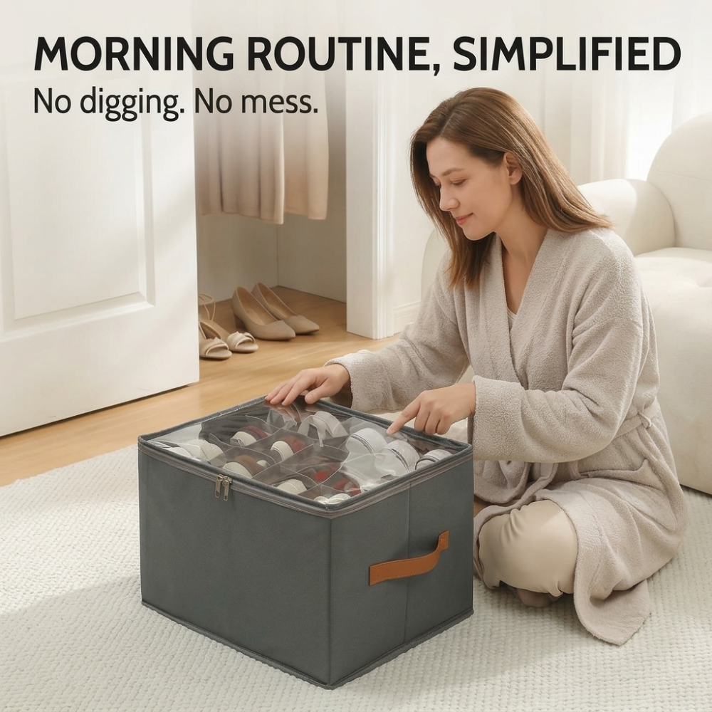 Foldable Clear Lid Shoe Organizer