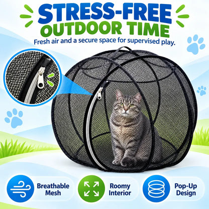 Pop-Up Cat Playpen – 32" Portable Mesh Enclosure for Indoor & Outdoor Use