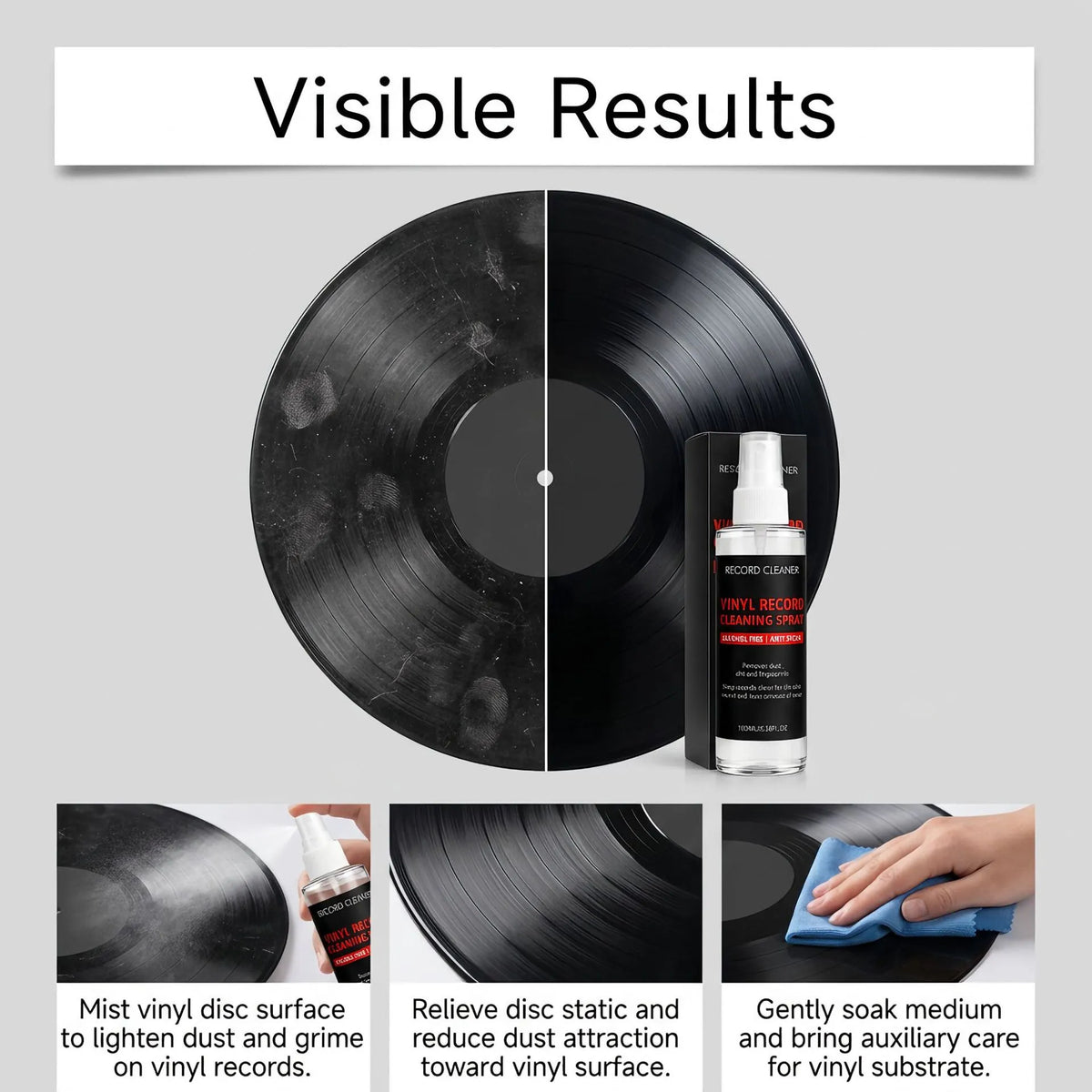 ✨Vinyl Record Cleaning Spray💽 Alcohol-Free Anti-Static Spray for Home DIY Record Care