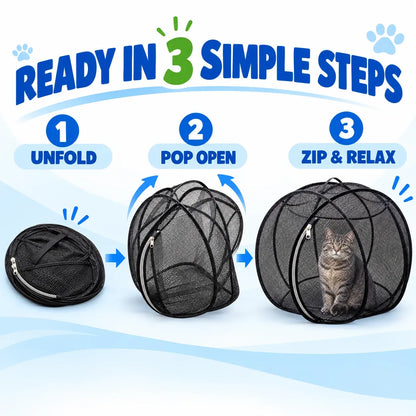 Pop-Up Cat Playpen – 32" Portable Mesh Enclosure for Indoor & Outdoor Use