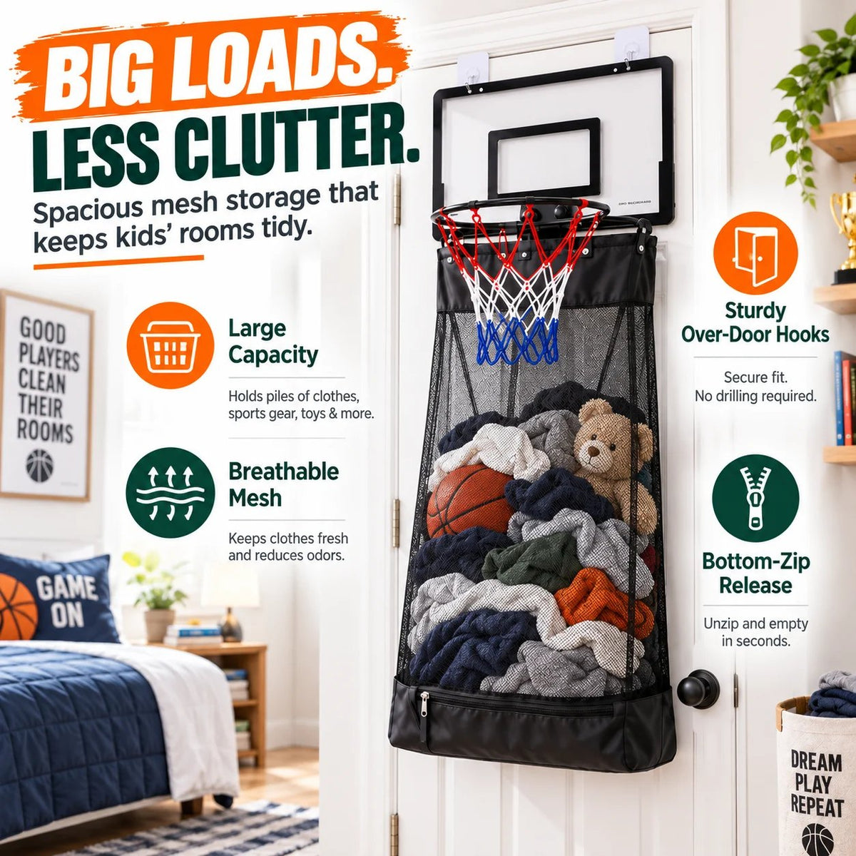 2-in-1 Basketball Hoop & Laundry Hamper