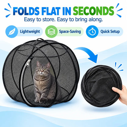 Pop-Up Cat Playpen – 32" Portable Mesh Enclosure for Indoor & Outdoor Use