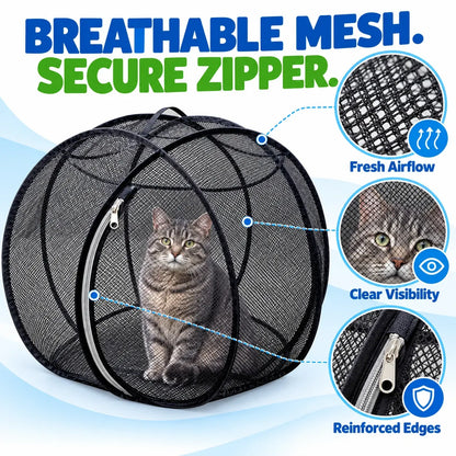 Pop-Up Cat Playpen – 32" Portable Mesh Enclosure for Indoor & Outdoor Use