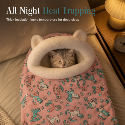 Cozy Hooded Pet Bed for Cats & Small Dogs