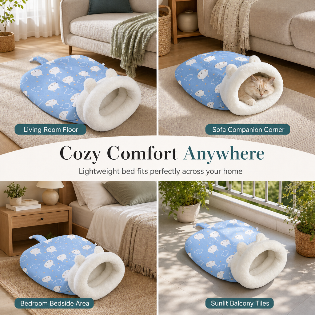 Cozy Hooded Pet Bed for Cats & Small Dogs