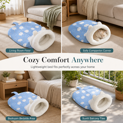 Cozy Hooded Pet Bed for Cats & Small Dogs